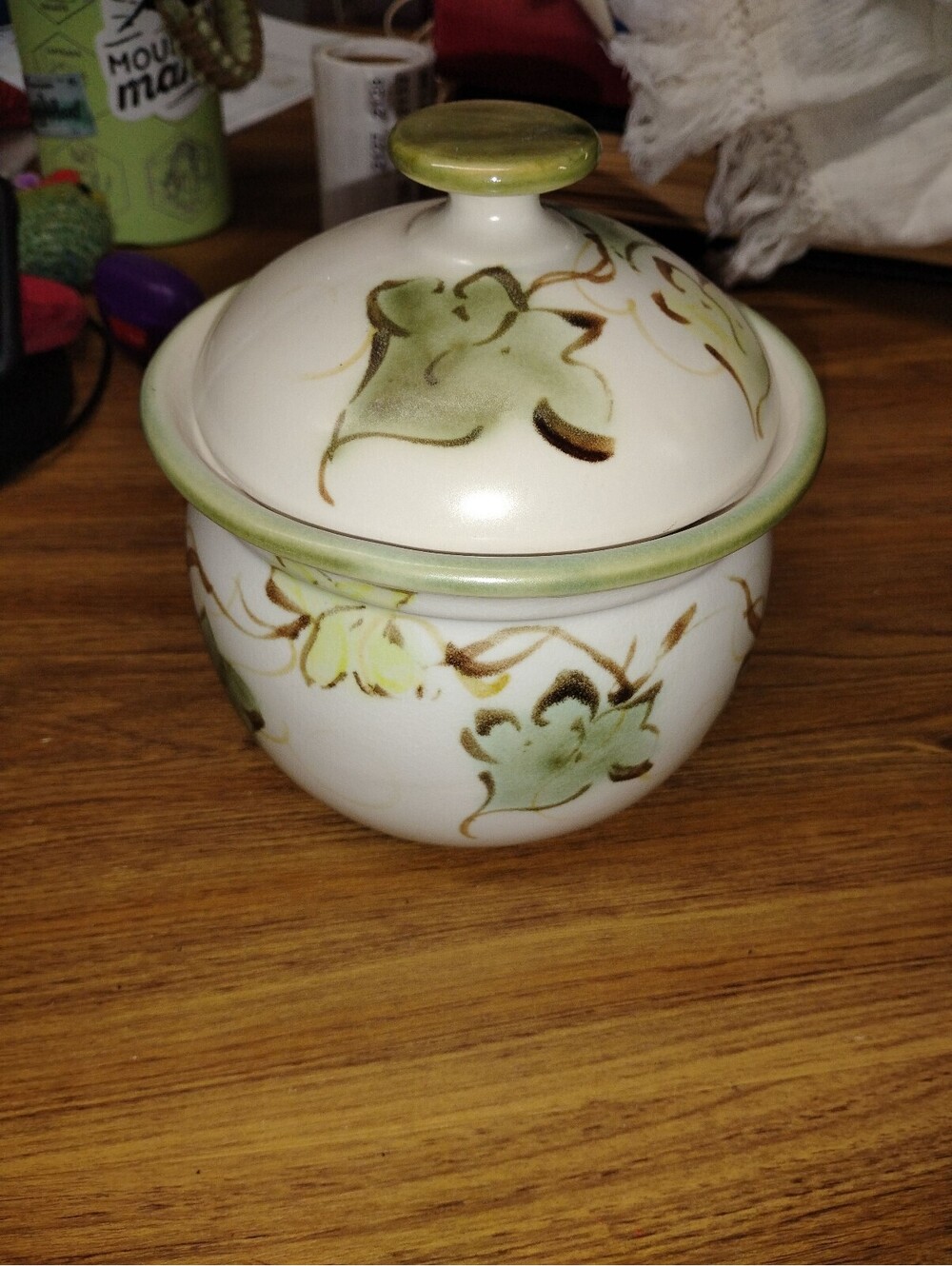 Clayden Pottery Hand-Painted Ceramic Sugar Bowl with Lid